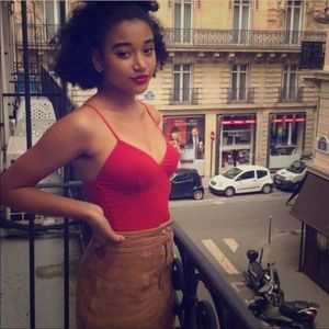 American Apparel Sophia Bodysuit-Red